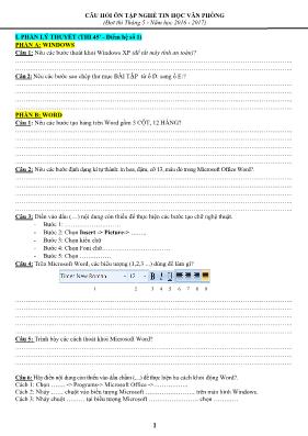 Câu hỏi ôn tập Tin học 6 - Năm học 2016-2017